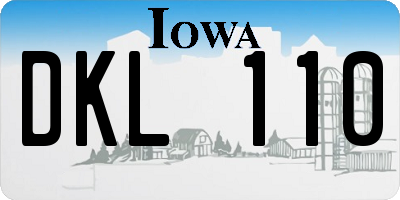 IA license plate DKL110