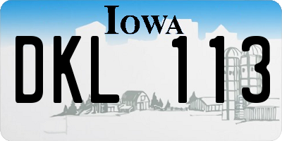 IA license plate DKL113