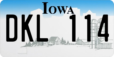 IA license plate DKL114