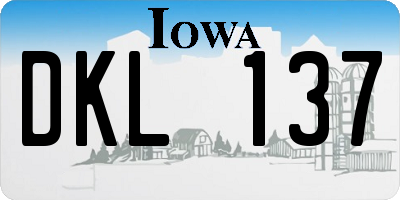 IA license plate DKL137