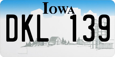 IA license plate DKL139
