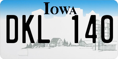 IA license plate DKL140