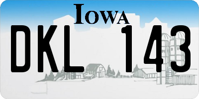 IA license plate DKL143