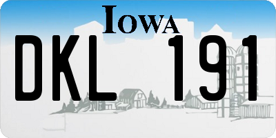 IA license plate DKL191
