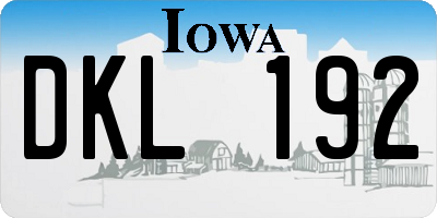 IA license plate DKL192