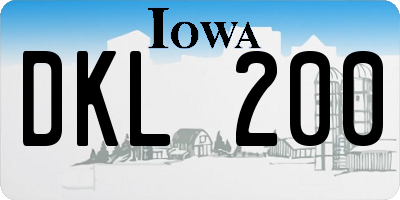 IA license plate DKL200