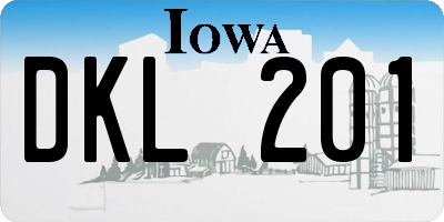 IA license plate DKL201