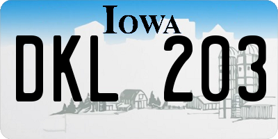IA license plate DKL203