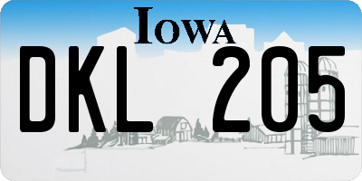IA license plate DKL205