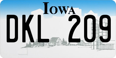 IA license plate DKL209