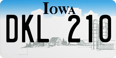 IA license plate DKL210