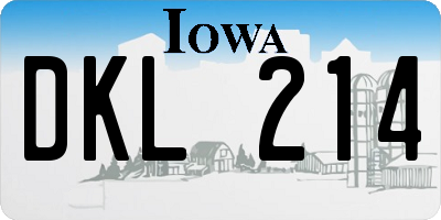 IA license plate DKL214