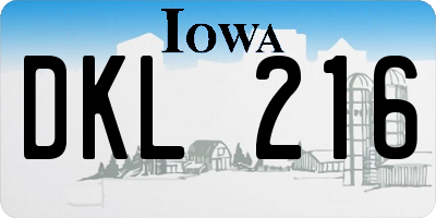 IA license plate DKL216