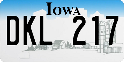 IA license plate DKL217