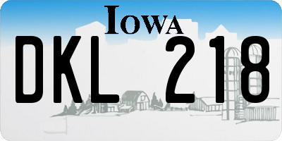 IA license plate DKL218