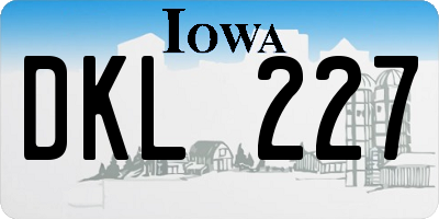 IA license plate DKL227
