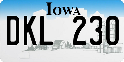 IA license plate DKL230