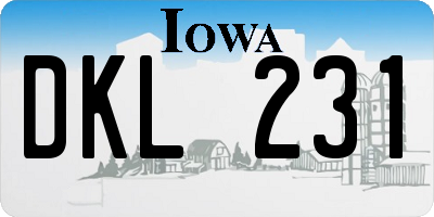 IA license plate DKL231