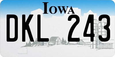 IA license plate DKL243