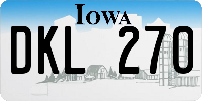 IA license plate DKL270