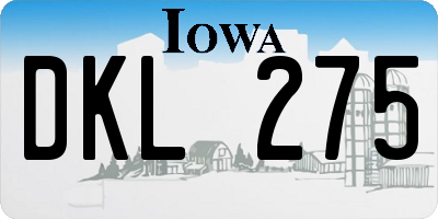 IA license plate DKL275