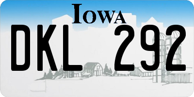 IA license plate DKL292