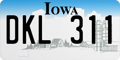 IA license plate DKL311