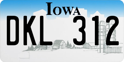 IA license plate DKL312