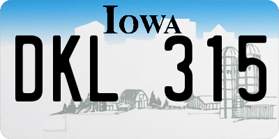 IA license plate DKL315