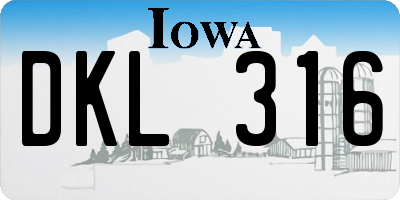 IA license plate DKL316