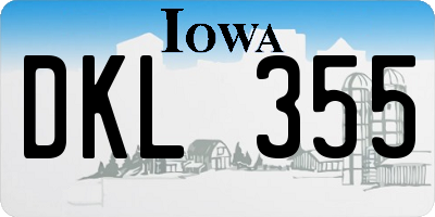 IA license plate DKL355