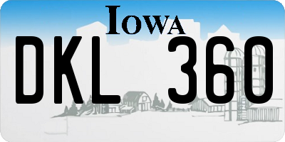 IA license plate DKL360