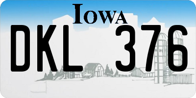 IA license plate DKL376