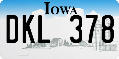 IA license plate DKL378