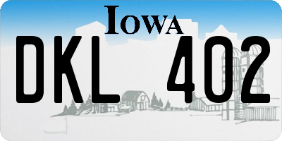 IA license plate DKL402