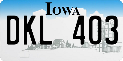IA license plate DKL403