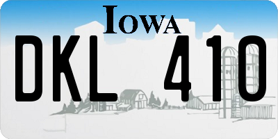 IA license plate DKL410