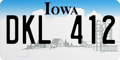 IA license plate DKL412