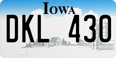 IA license plate DKL430