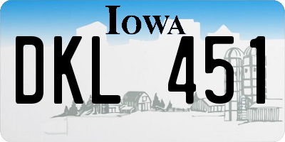 IA license plate DKL451