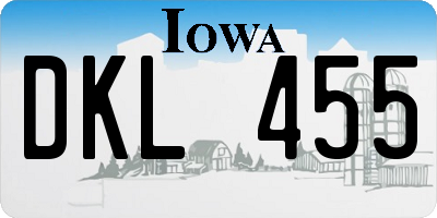 IA license plate DKL455