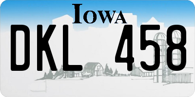 IA license plate DKL458