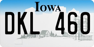 IA license plate DKL460