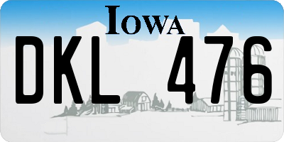 IA license plate DKL476