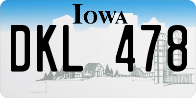 IA license plate DKL478