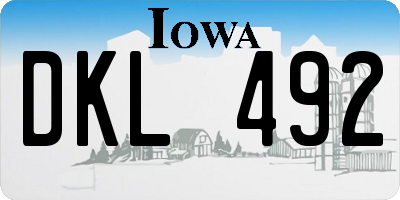 IA license plate DKL492