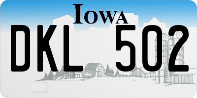 IA license plate DKL502