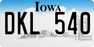 IA license plate DKL540