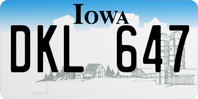 IA license plate DKL647
