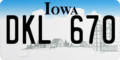 IA license plate DKL670